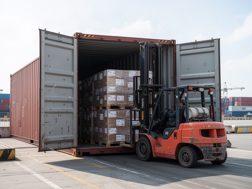 Container being loaded at a port